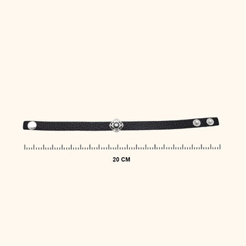 Masculine Black Leather 925 Silver Bracelet Men with Rhodium and Lacquer coating for Anti-tarnish.
